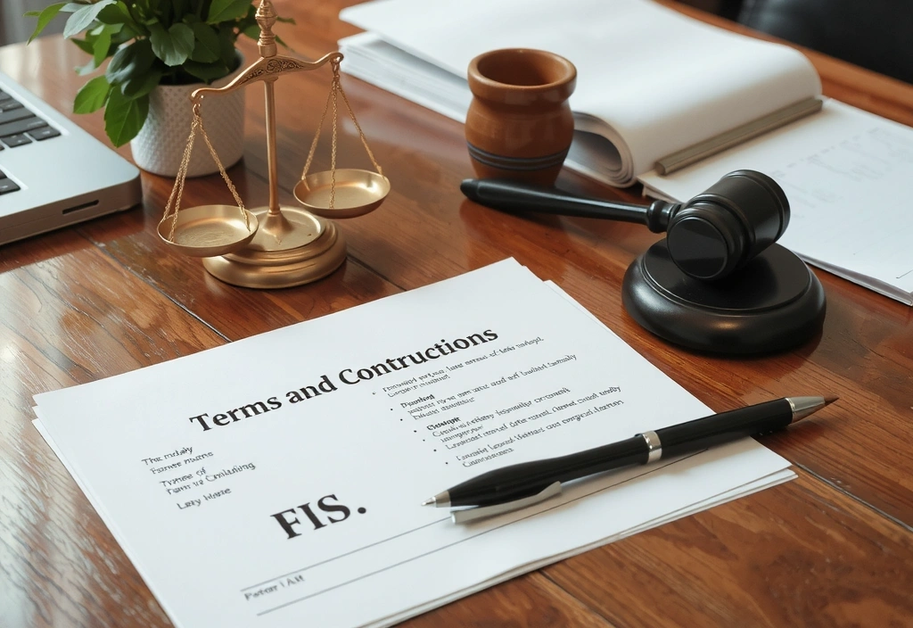 Νομικά έγγραφα και σύμβολα δικαιοσύνης σε ένα γραφείο