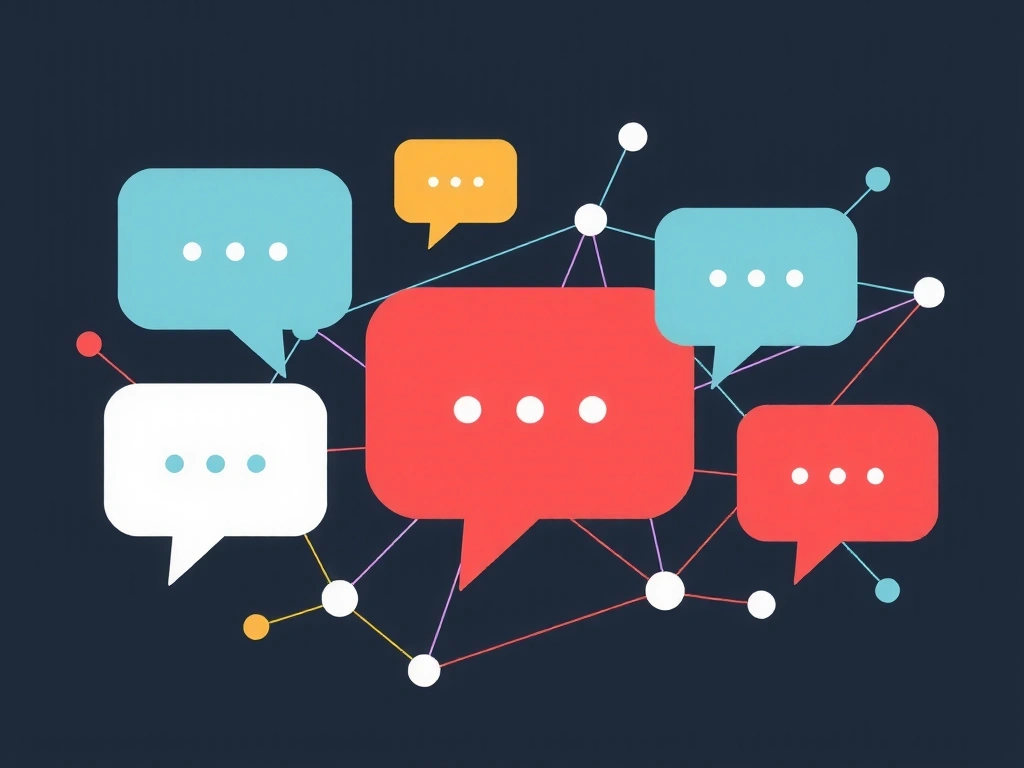 Abstract image of communication symbols like speech bubbles or connected dots, clean and modern
